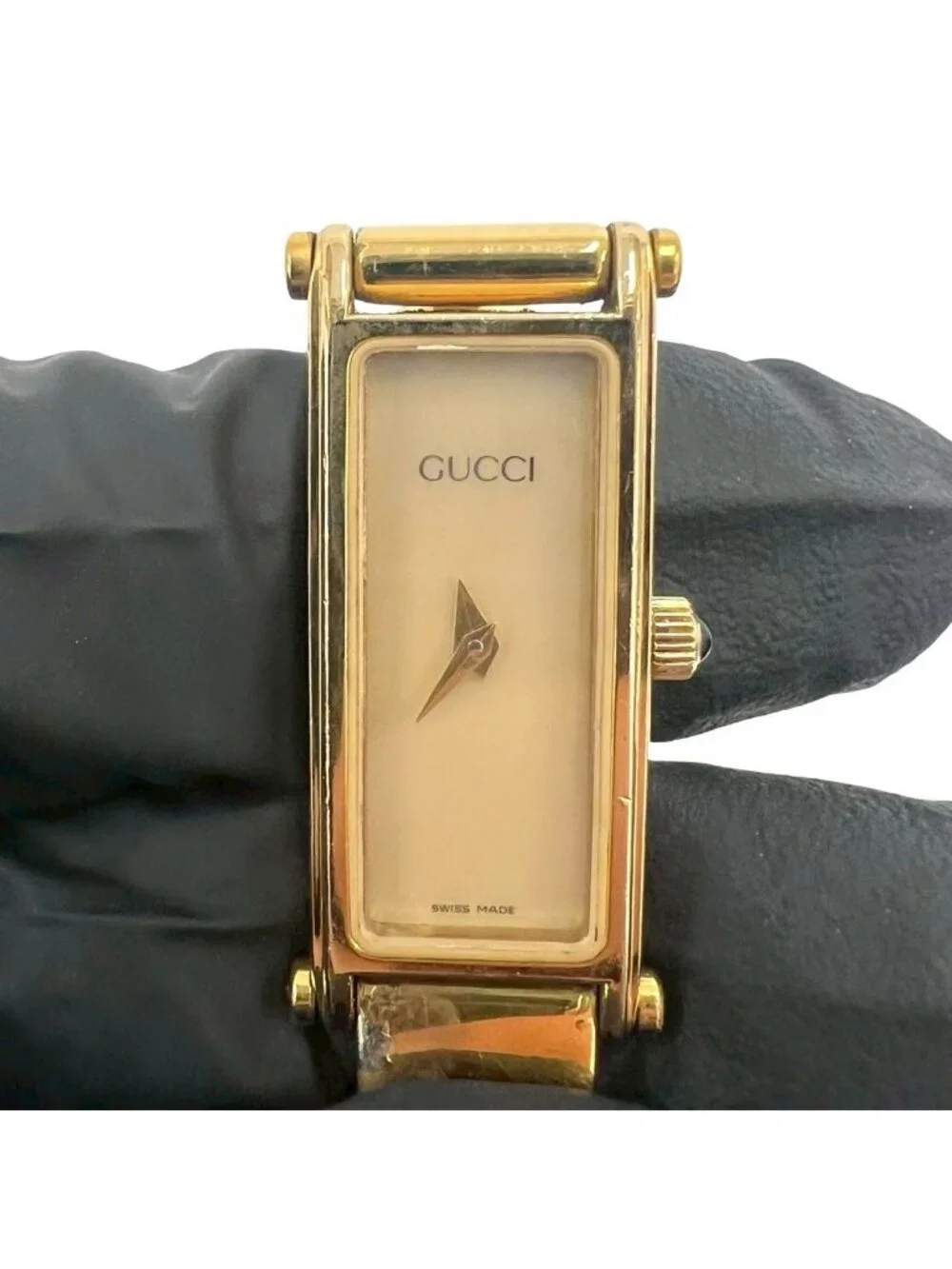 Gucci With Case Bangle Watch Quartz Wristwatch Gold Beige
